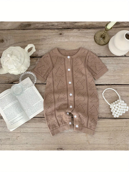 Korean Style Spring and Autumn Clothes Baby Knitted Jumpsuit Super Cute Little Hedgehog 100-Day Knitted Crawling Suit for Going Out - ZOOMNSTORE