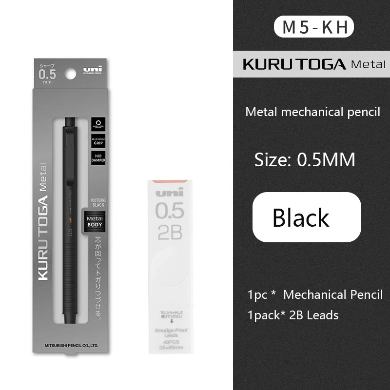 KuruToga Metal Mechanical Pencil - 05mm Rotating Lead for Drawing  Writing - ZOOMNSTORE