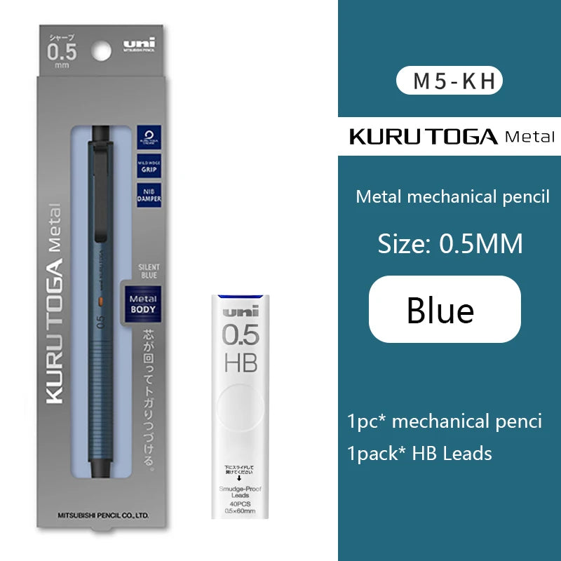 KuruToga Metal Mechanical Pencil - 05mm Rotating Lead for Drawing  Writing - ZOOMNSTORE