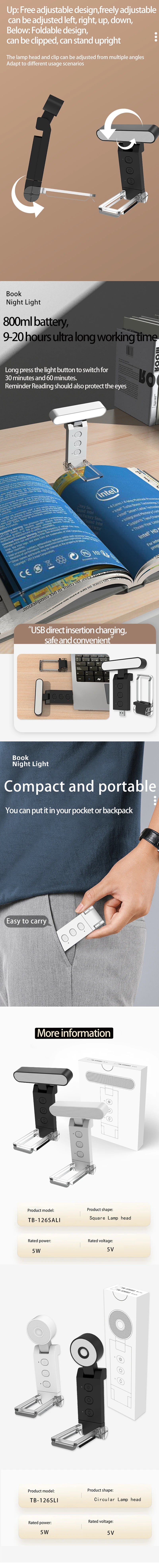 LED Book Light - Portable Clip Reading Lamp with Eye Protection & USB Rechargeable - ZOOMNSTORE