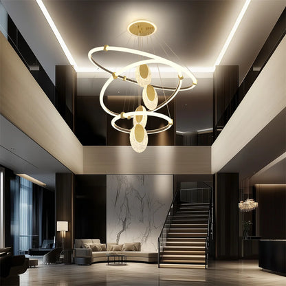 LED Ceiling Chandelier – Modern Pendant Lamp with Multi-Layer LED Rings & Adjustable Chain - ZOOMNSTORE