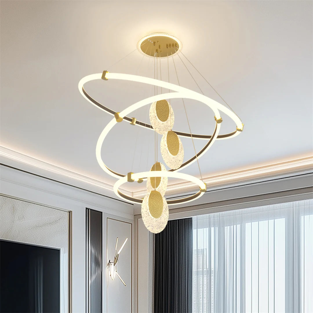 LED Ceiling Chandelier – Modern Pendant Lamp with Multi-Layer LED Rings & Adjustable Chain - ZOOMNSTORE