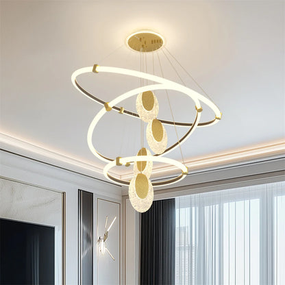 LED Ceiling Chandelier – Modern Pendant Lamp with Multi-Layer LED Rings & Adjustable Chain - ZOOMNSTORE