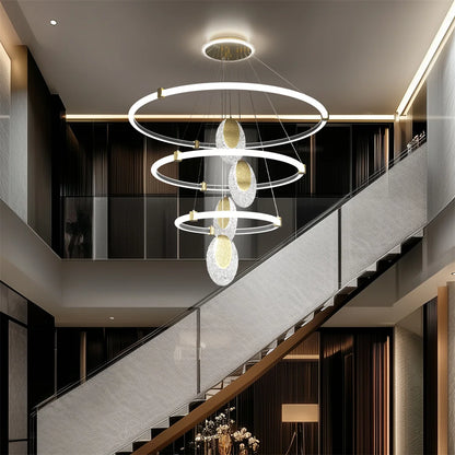 LED Ceiling Chandelier – Modern Pendant Lamp with Multi-Layer LED Rings & Adjustable Chain - ZOOMNSTORE