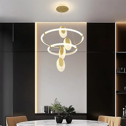 LED Ceiling Chandelier – Modern Pendant Lamp with Multi-Layer LED Rings & Adjustable Chain - ZOOMNSTORE