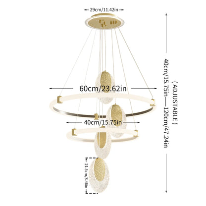 LED Ceiling Chandelier – Modern Pendant Lamp with Multi-Layer LED Rings & Adjustable Chain - ZOOMNSTORE