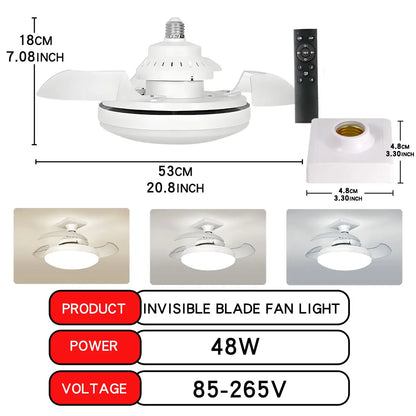 30W LED Ceiling Fan Light with Remote - Dimmable E27 for Living Room  Study 110-265V - ZOOMNSTORE
