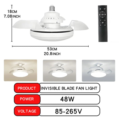 30W LED Ceiling Fan Light with Remote - Dimmable E27 for Living Room  Study 110-265V - ZOOMNSTORE