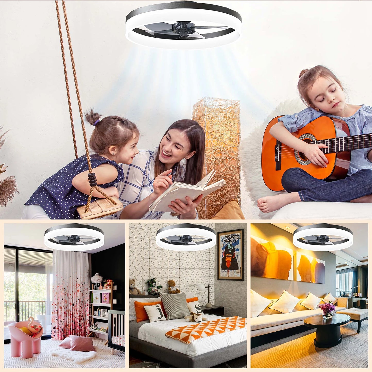 LED Ceiling Fan Light with Remote - Dimmable Chandelier Fan for Living Room and Bedroom - ZOOMNSTORE