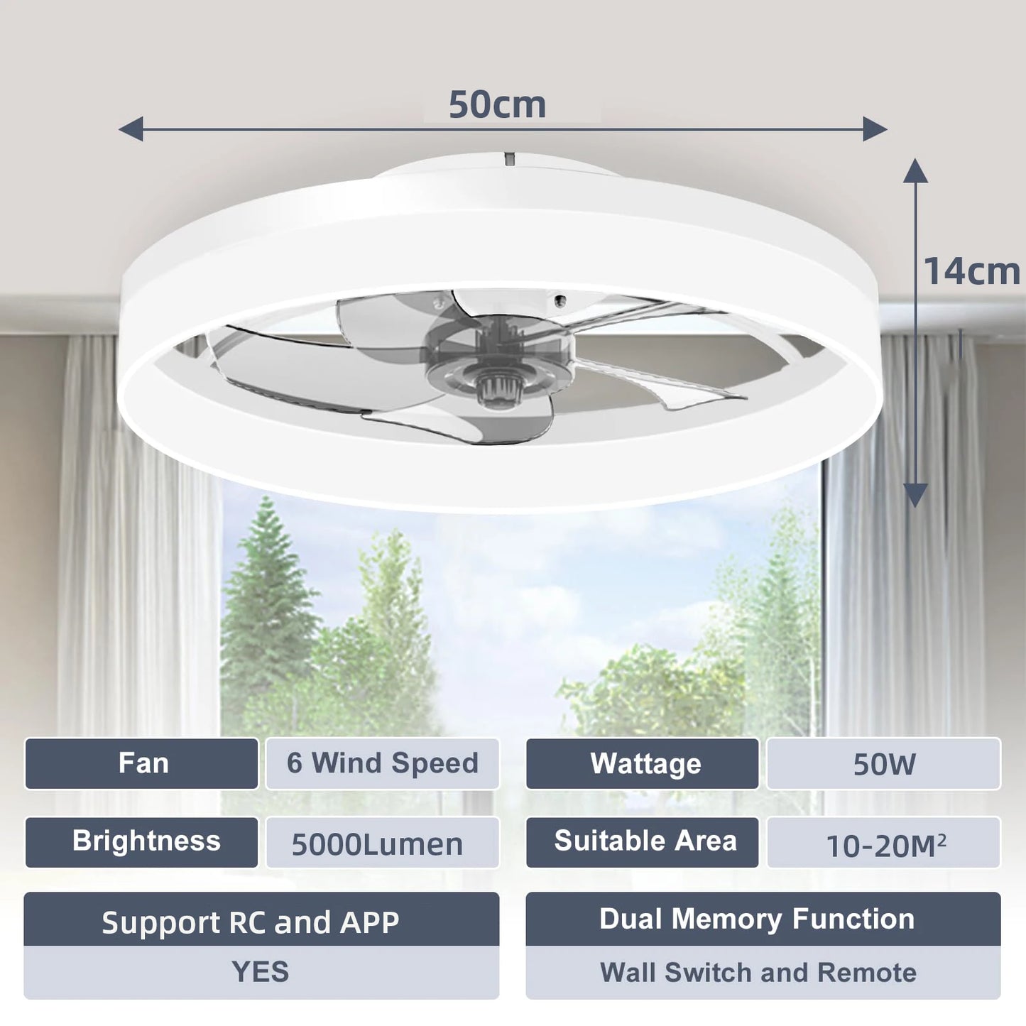 LED Ceiling Fan Light with Remote - Dimmable Chandelier Fan for Living Room and Bedroom - ZOOMNSTORE