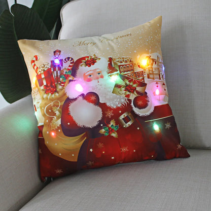 LED Christmas Pillowcase - 45cm Holiday Cushion Cover with Battery Operated Lights - ZOOMNSTORE