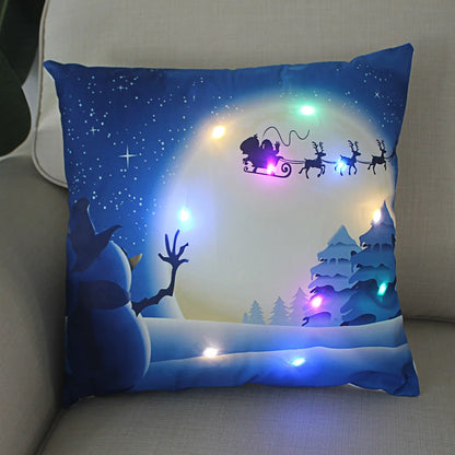 LED Christmas Pillowcase - 45cm Holiday Cushion Cover with Battery Operated Lights - ZOOMNSTORE