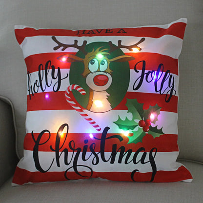 LED Christmas Pillowcase - 45cm Holiday Cushion Cover with Battery Operated Lights - ZOOMNSTORE