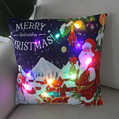 LED Christmas Pillowcase - 45cm Holiday Cushion Cover with Battery Operated Lights - ZOOMNSTORE