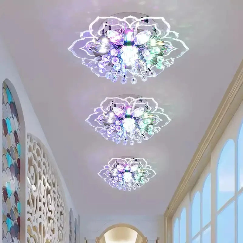 LED Crystal Chandelier - Modern Ceiling Light With Flower Pendant Lamp Design - ZOOMNSTORE
