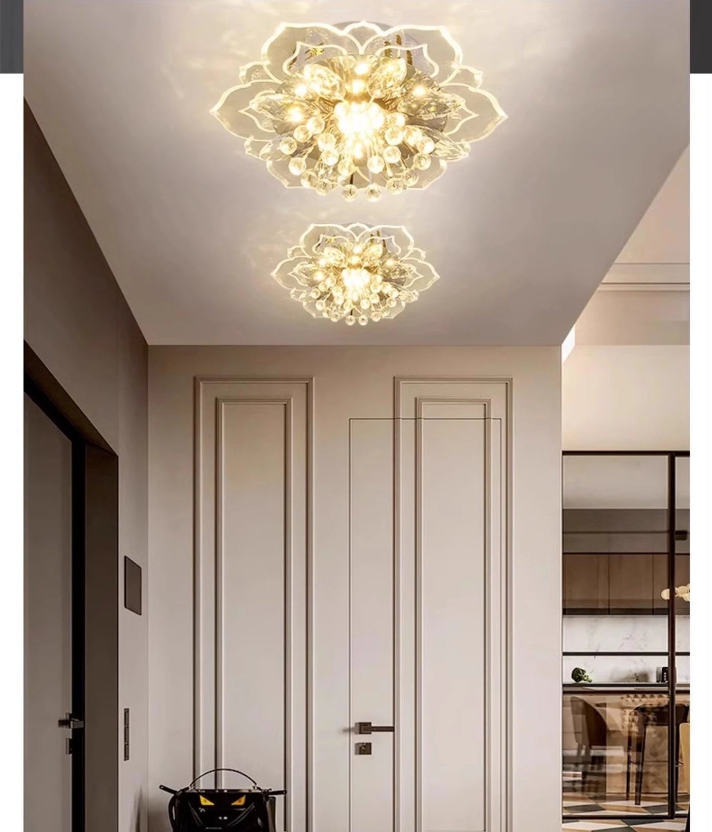 LED Crystal Chandelier - Modern Ceiling Light With Flower Pendant Lamp Design - ZOOMNSTORE