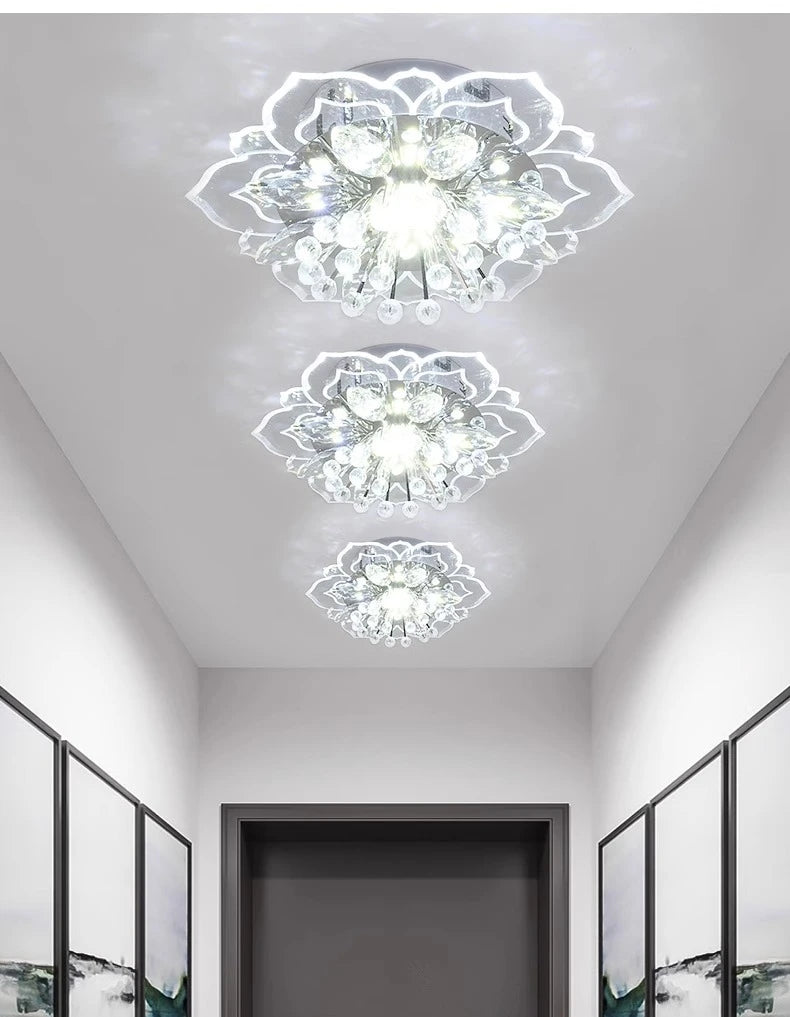 LED Crystal Chandelier - Modern Ceiling Light With Flower Pendant Lamp Design - ZOOMNSTORE