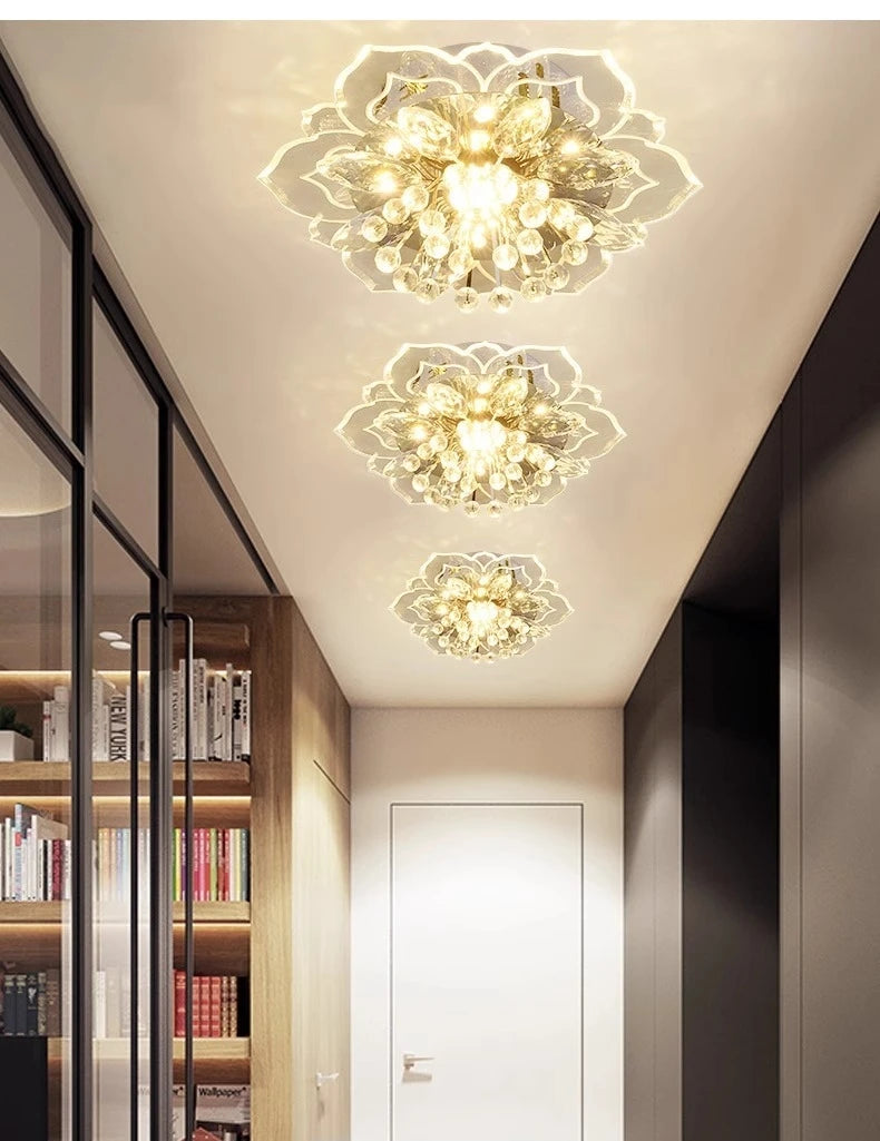 LED Crystal Chandelier - Modern Ceiling Light With Flower Pendant Lamp Design - ZOOMNSTORE