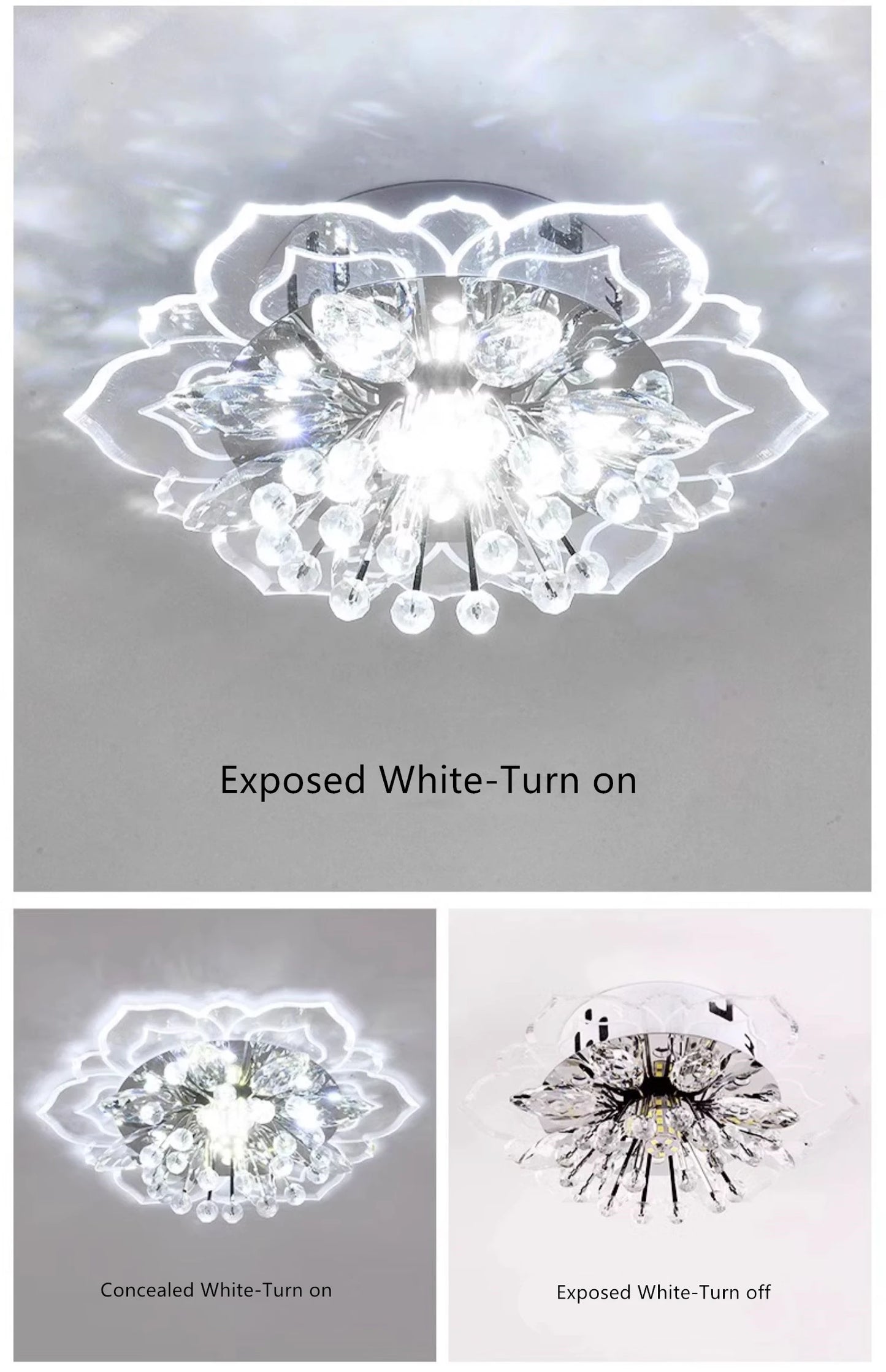 LED Crystal Chandelier - Modern Ceiling Light With Flower Pendant Lamp Design - ZOOMNSTORE