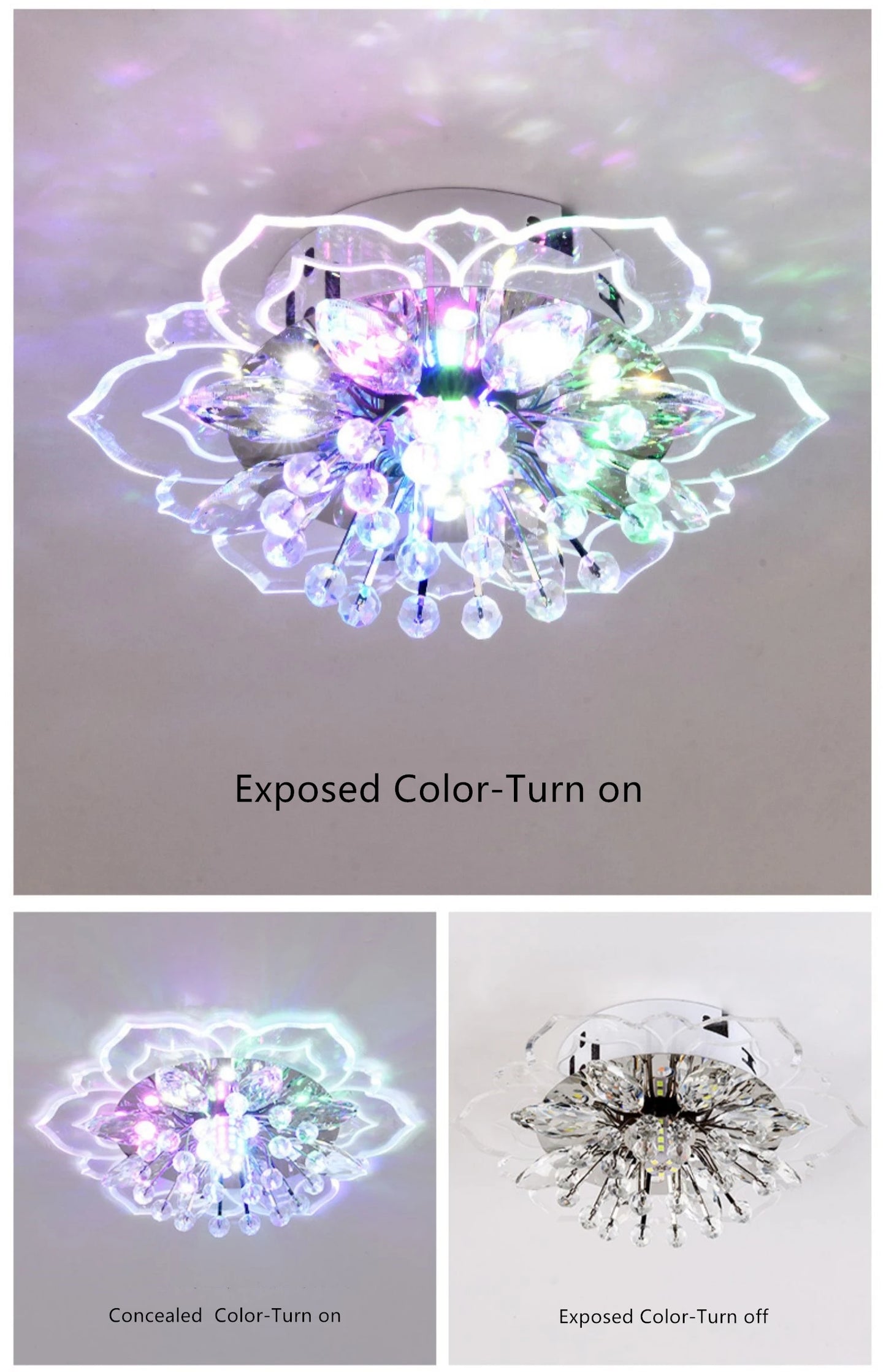 LED Crystal Chandelier - Modern Ceiling Light With Flower Pendant Lamp Design - ZOOMNSTORE