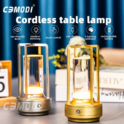 Rechargeable LED Crystal Touch Table Lamp - Decorative Bedroom  Restaurant Night Light - ZOOMNSTORE