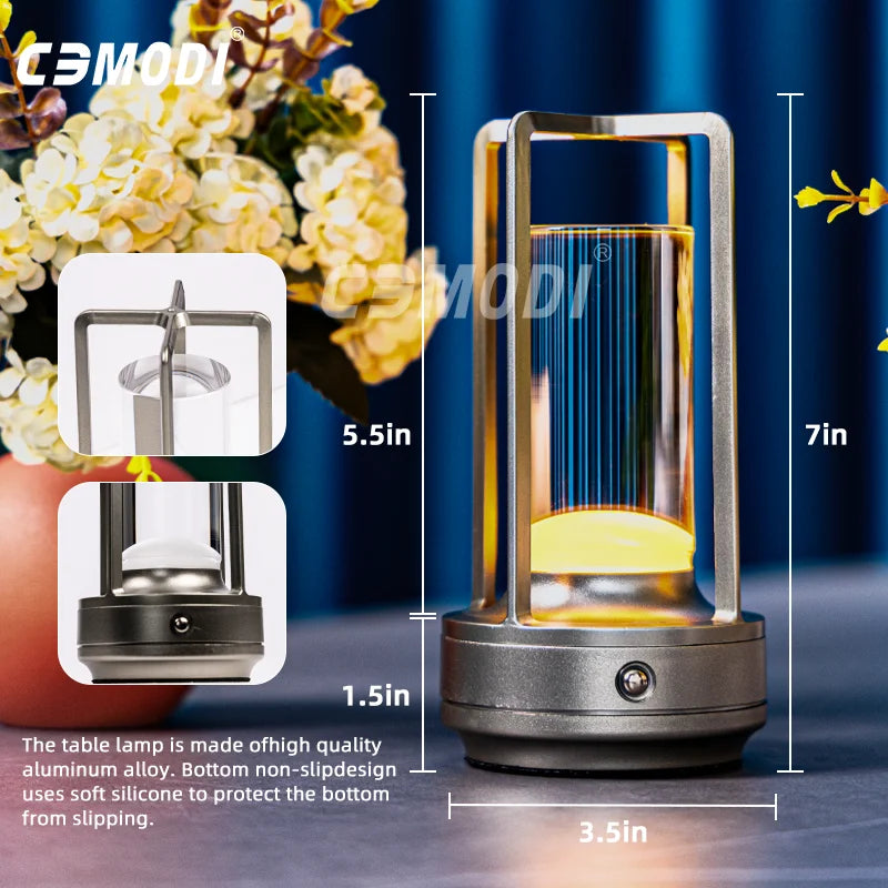 Rechargeable LED Crystal Touch Table Lamp - Decorative Bedroom  Restaurant Night Light - ZOOMNSTORE