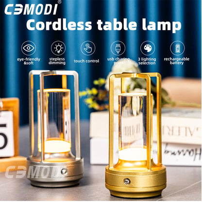 Rechargeable LED Crystal Touch Table Lamp - Decorative Bedroom  Restaurant Night Light - ZOOMNSTORE