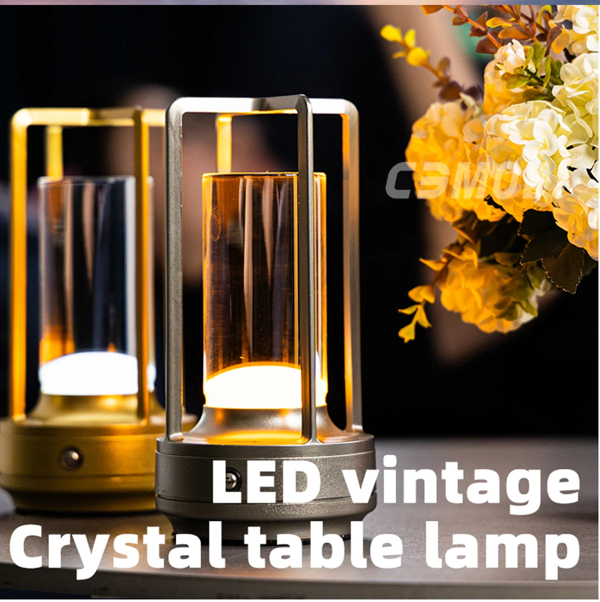 Rechargeable LED Crystal Touch Table Lamp - Decorative Bedroom  Restaurant Night Light - ZOOMNSTORE