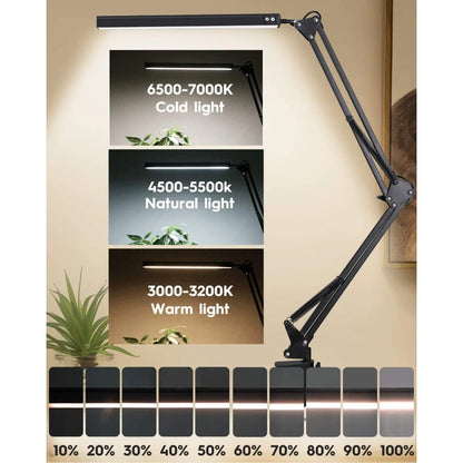 LED Desk Lamp - Dimmable Desk Light with Clamp Swing Arm, 10 Brightness Levels & USB Charging - ZOOMNSTORE