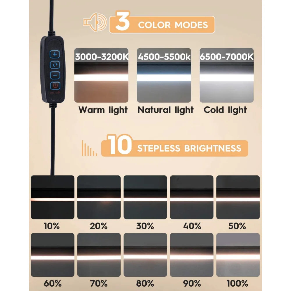 LED Desk Lamp - Dimmable Desk Light with Clamp Swing Arm, 10 Brightness Levels & USB Charging - ZOOMNSTORE