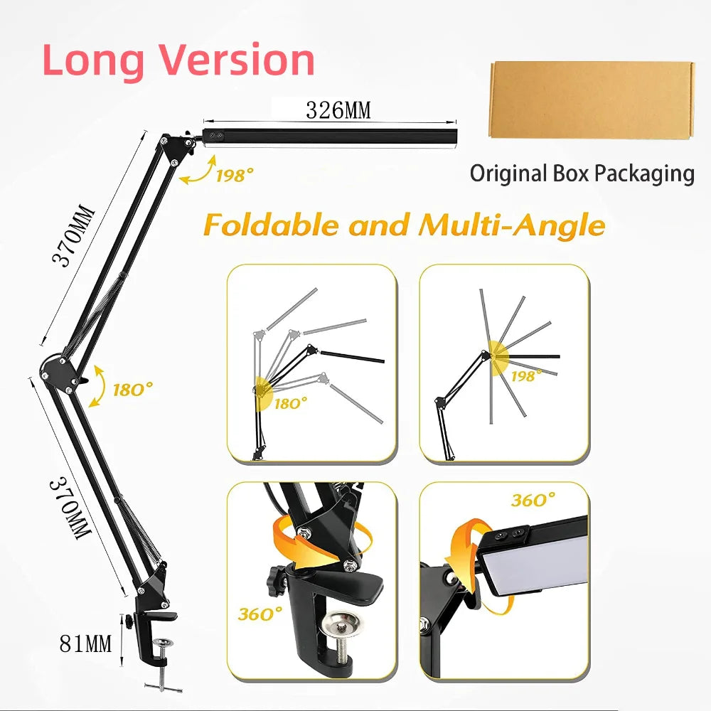 LED Desk Lamp - Dimmable Desk Light with Clamp Swing Arm, 10 Brightness Levels & USB Charging - ZOOMNSTORE
