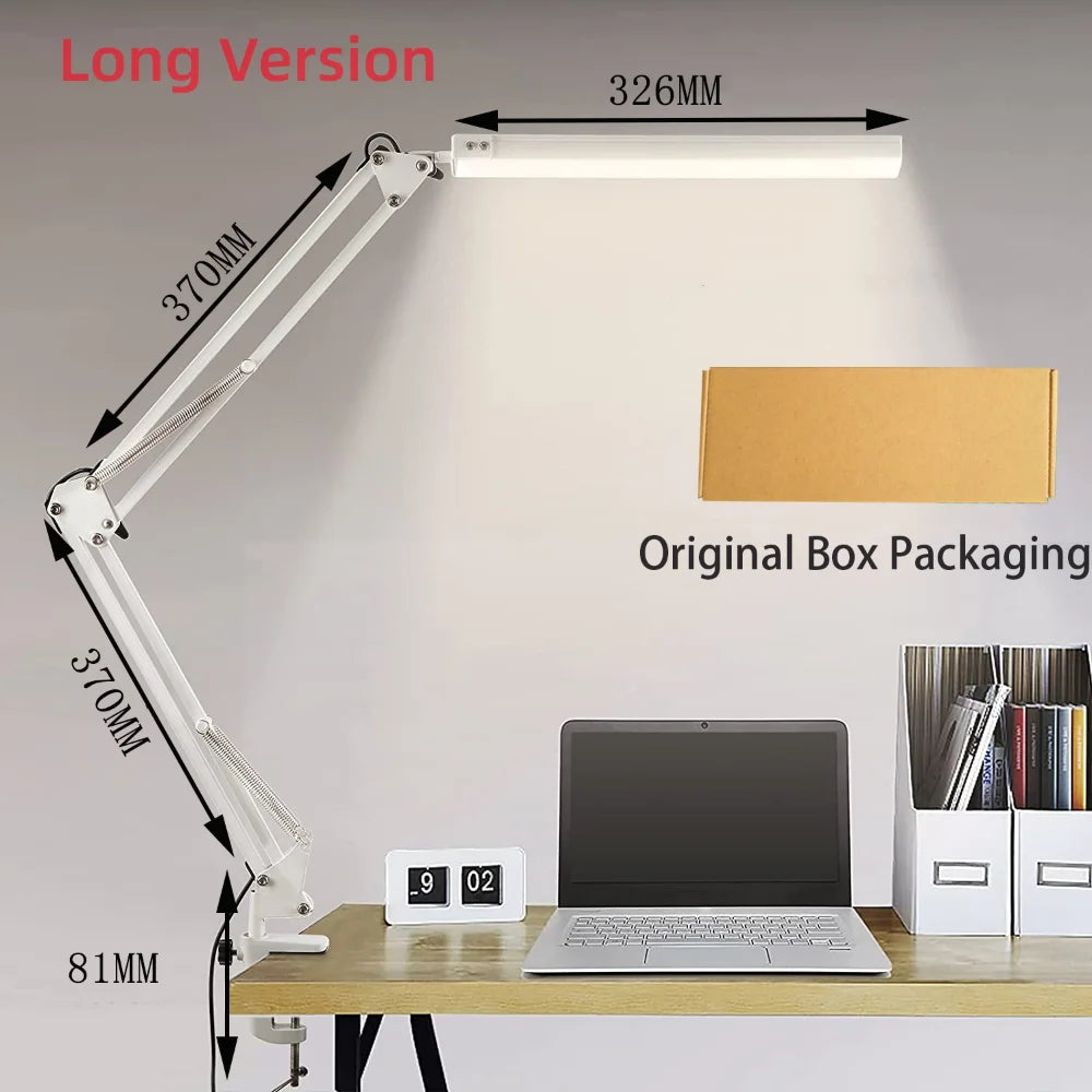LED Desk Lamp - Dimmable Desk Light with Clamp Swing Arm, 10 Brightness Levels & USB Charging - ZOOMNSTORE
