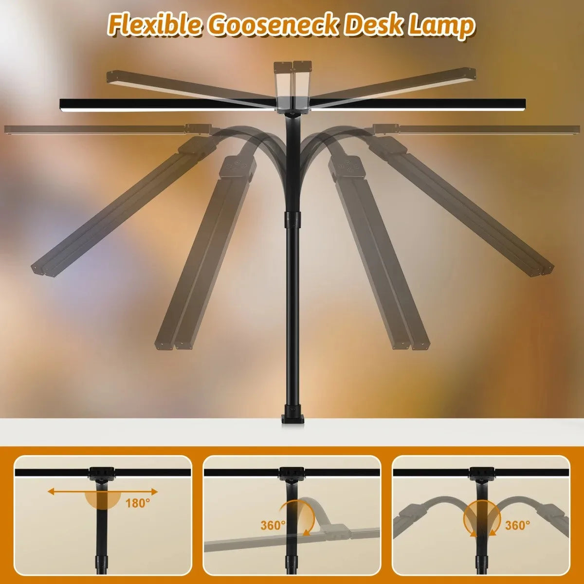 LED Desk Lamp Double Head Architect Light - Adjustable Gooseneck, Eye Caring, Stepless Dimming - ZOOMNSTORE