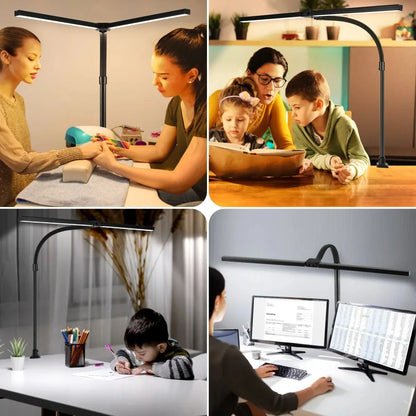 LED Desk Lamp Double Head Architect Light - Adjustable Gooseneck, Eye Caring, Stepless Dimming - ZOOMNSTORE