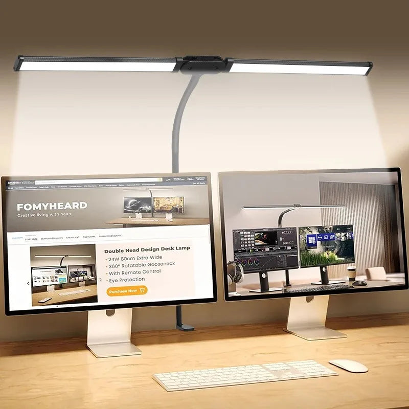 LED Desk Lamp Double Head Architect Light - Adjustable Gooseneck, Eye Caring, Stepless Dimming - ZOOMNSTORE