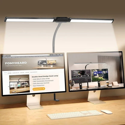 LED Desk Lamp Double Head Architect Light - Adjustable Gooseneck, Eye Caring, Stepless Dimming - ZOOMNSTORE