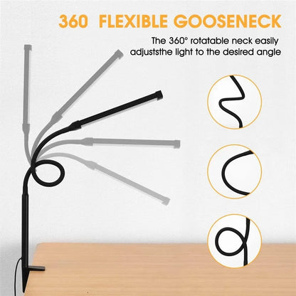 LED Desk Lamp Double Head Architect Light - Adjustable Gooseneck, Eye Caring, Stepless Dimming - ZOOMNSTORE