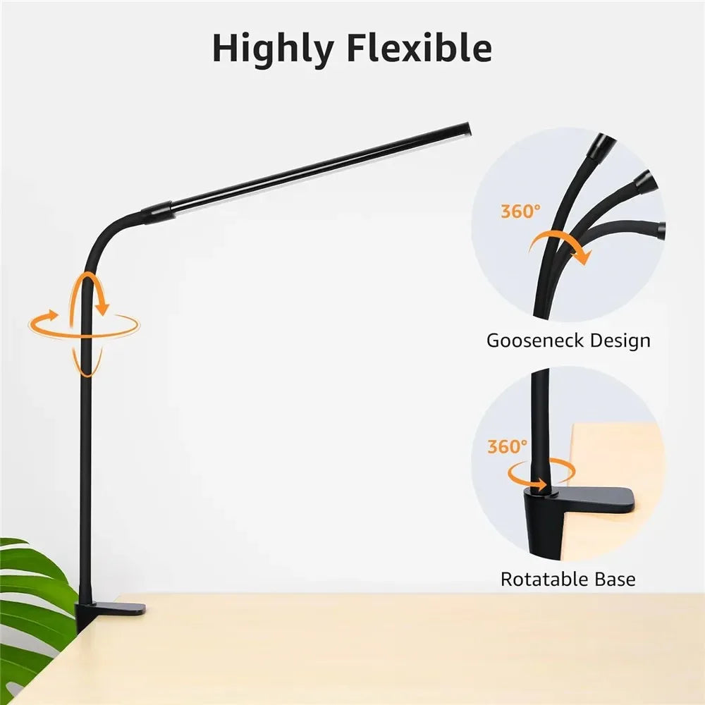LED Desk Lamp Double Head Architect Light - Adjustable Gooseneck, Eye Caring, Stepless Dimming - ZOOMNSTORE