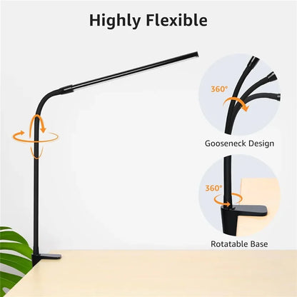 LED Desk Lamp Double Head Architect Light - Adjustable Gooseneck, Eye Caring, Stepless Dimming - ZOOMNSTORE