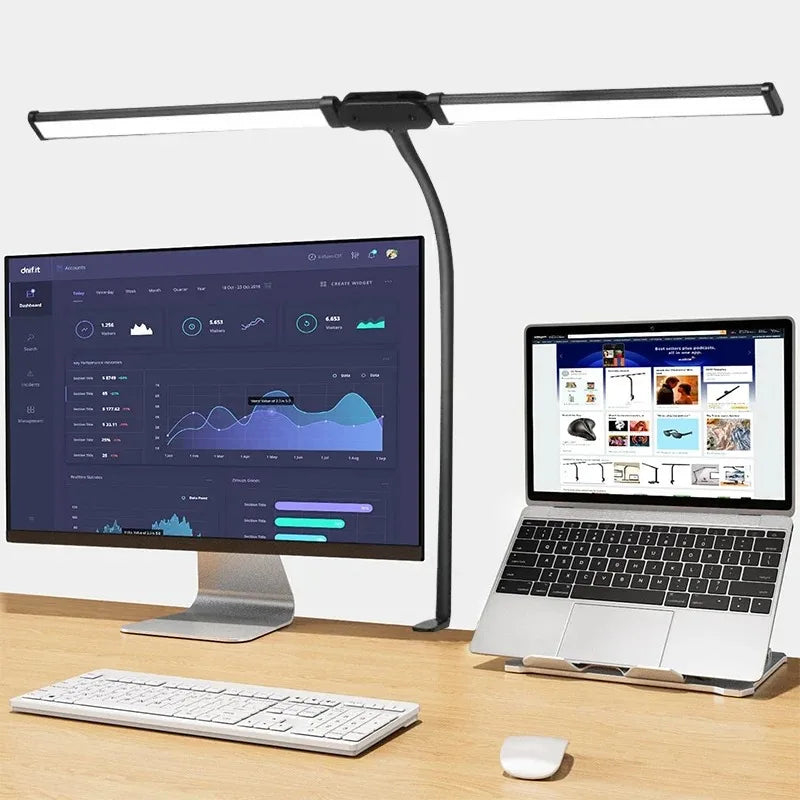 LED Desk Lamp Double Head Architect Light - Adjustable Gooseneck, Eye Caring, Stepless Dimming - ZOOMNSTORE