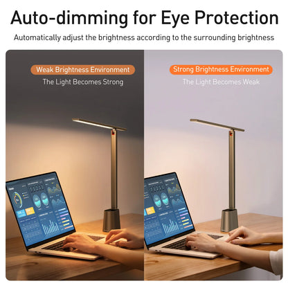 Baseus Dimmable LED Desk Lamp - Foldable Eye Protection Study Light with Smart Brightness Adjustment - ZOOMNSTORE