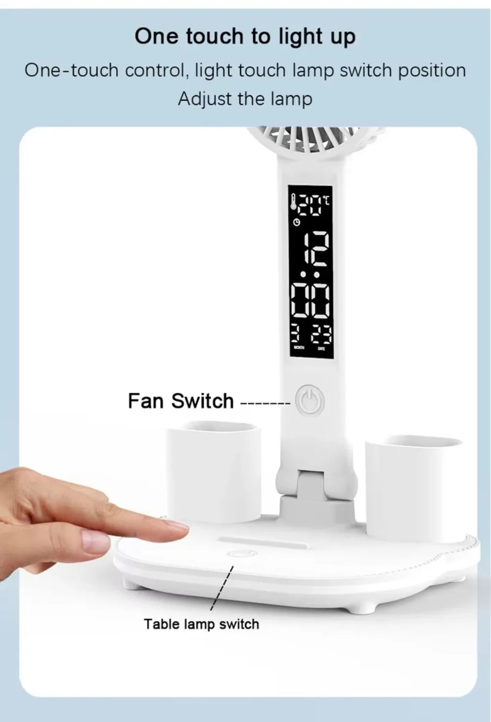 LED Desk Lamp - Folding USB Charging Multifunction Desk Light with Fan & Clock - ZOOMNSTORE