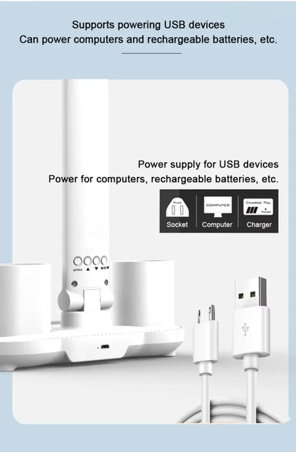 LED Desk Lamp - Folding USB Charging Multifunction Desk Light with Fan & Clock - ZOOMNSTORE