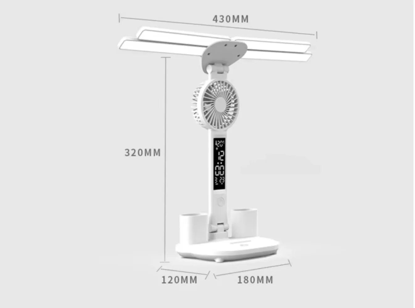 LED Desk Lamp - Folding USB Charging Multifunction Desk Light with Fan & Clock - ZOOMNSTORE