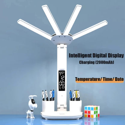 LED Desk Lamp - Folding USB Charging Multifunction Desk Light with Fan & Clock - ZOOMNSTORE