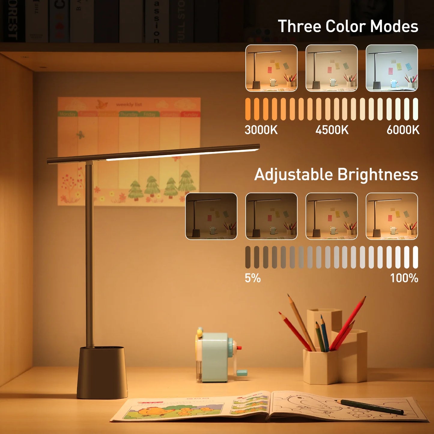 LED Desk Lamp - Smart Adaptive Brightness Foldable Table Lamp with Eye Protection - ZOOMNSTORE