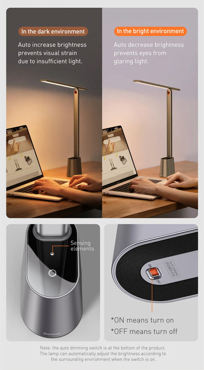 LED Desk Lamp - Smart Adaptive Brightness Foldable Table Lamp with Eye Protection - ZOOMNSTORE