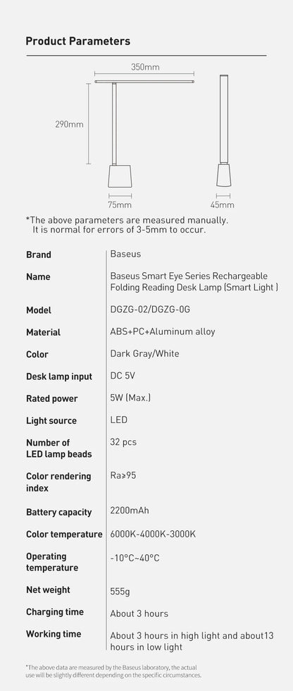 LED Desk Lamp - Smart Adaptive Brightness Foldable Table Lamp with Eye Protection - ZOOMNSTORE