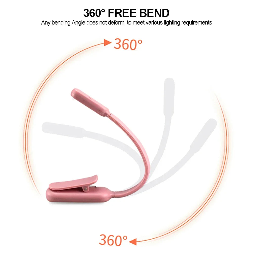 LED Desk Lamp - USB Rechargeable Mini Reading Lamp with Clip On, Adjustable Brightness - ZOOMNSTORE