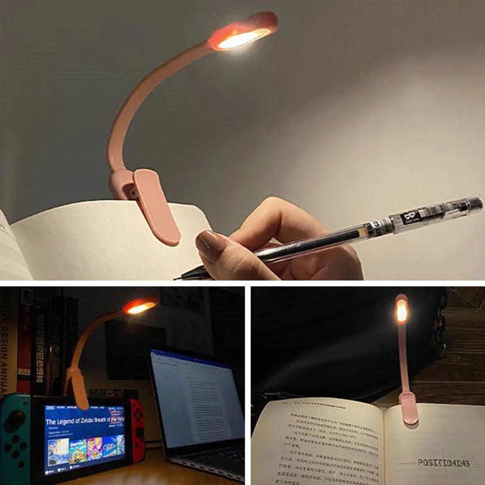 LED Desk Lamp - USB Rechargeable Mini Reading Lamp with Clip On, Adjustable Brightness - ZOOMNSTORE